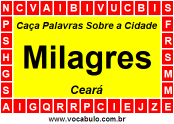 Caça Palavras Sobre a Cidade Milagres do Estado Ceará