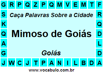 Caça Palavras Sobre a Cidade Goiana Mimoso de Goiás