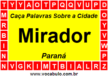 Caça Palavras Sobre a Cidade Mirador do Estado Paraná