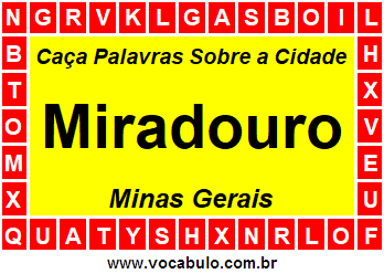 Caça Palavras Sobre a Cidade Mineira Miradouro