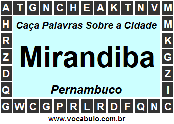 Caça Palavras Sobre a Cidade Pernambucana Mirandiba