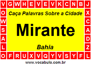 Caça Palavras Sobre a Cidade Baiana Mirante