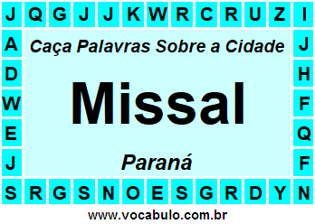 Caça Palavras Sobre a Cidade Paranaense Missal