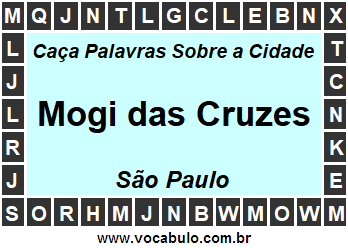 Caça Palavras Sobre a Cidade Paulista Mogi das Cruzes