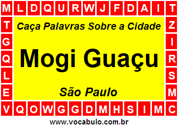 Caça Palavras Sobre a Cidade Mogi Guaçu do Estado São Paulo