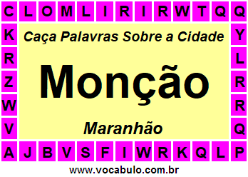 Caça Palavras Sobre a Cidade Monção do Estado Maranhão