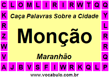 Caça Palavras Sobre a Cidade Maranhense Monção