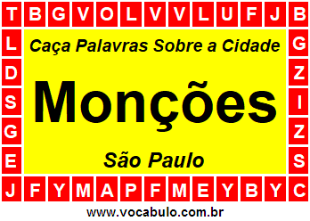 Caça Palavras Sobre a Cidade Paulista Monções