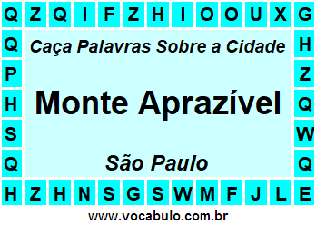 Caça Palavras Sobre a Cidade Monte Aprazível do Estado São Paulo