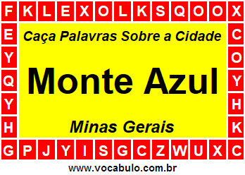 Caça Palavras Sobre a Cidade Monte Azul do Estado Minas Gerais