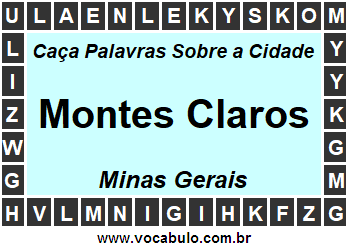 Caça Palavras Sobre a Cidade Mineira Montes Claros