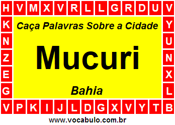 Caça Palavras Sobre a Cidade Baiana Mucuri