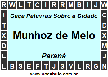 Caça Palavras Sobre a Cidade Munhoz de Melo do Estado Paraná