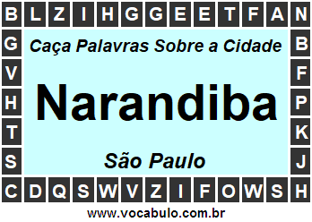 Caça Palavras Sobre a Cidade Paulista Narandiba