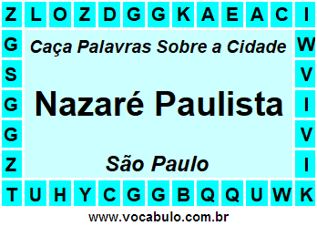 Caça Palavras Sobre a Cidade Nazaré Paulista do Estado São Paulo
