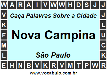 Caça Palavras Sobre a Cidade Paulista Nova Campina