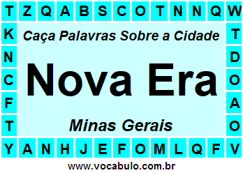 Caça Palavras Sobre a Cidade Nova Era do Estado Minas Gerais