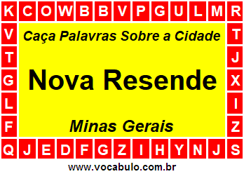 Caça Palavras Sobre a Cidade Nova Resende do Estado Minas Gerais