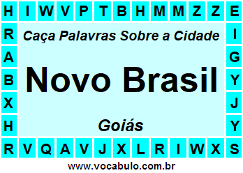 Caça Palavras Sobre a Cidade Novo Brasil do Estado Goiás