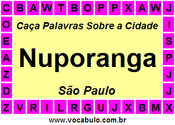 Caça Palavras Sobre a Cidade Nuporanga do Estado São Paulo