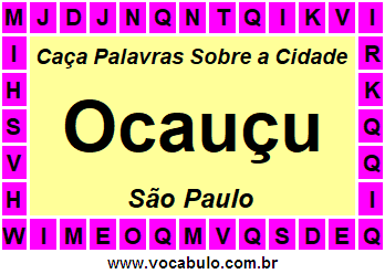 Caça Palavras Sobre a Cidade Ocauçu do Estado São Paulo