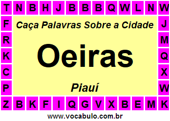 Caça Palavras Sobre a Cidade Oeiras do Estado Piauí