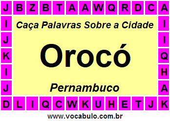 Caça Palavras Sobre a Cidade Pernambucana Orocó