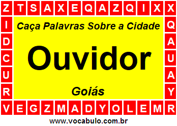 Caça Palavras Sobre a Cidade Ouvidor do Estado Goiás