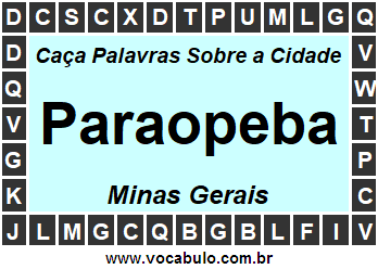 Caça Palavras Sobre a Cidade Mineira Paraopeba