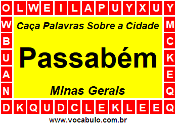 Caça Palavras Sobre a Cidade Passabém do Estado Minas Gerais