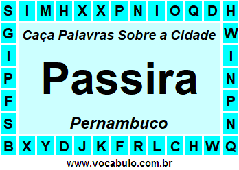 Caça Palavras Sobre a Cidade Passira do Estado Pernambuco