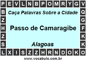 Caça Palavras Sobre a Cidade Passo de Camaragibe do Estado Alagoas