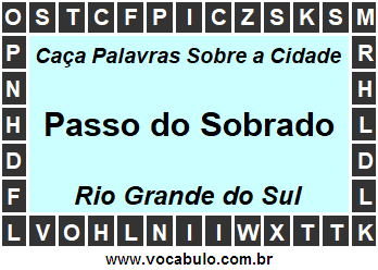 Caça Palavras Sobre a Cidade Gaúcha Passo do Sobrado