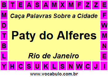 Caça Palavras Sobre a Cidade Fluminense Paty do Alferes