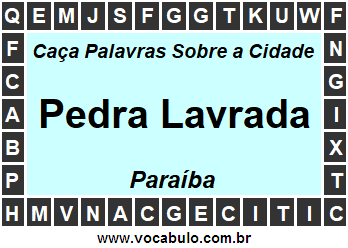 Caça Palavras Sobre a Cidade Paraibana Pedra Lavrada