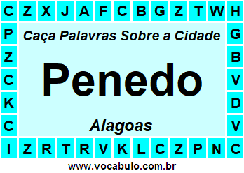 Caça Palavras Sobre a Cidade Alagoana Penedo