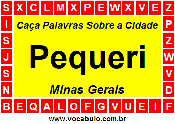 Caça Palavras Sobre a Cidade Mineira Pequeri