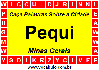 Caça Palavras Sobre a Cidade Pequi do Estado Minas Gerais