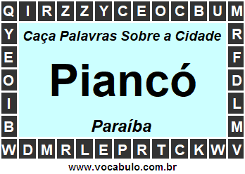 Caça Palavras Sobre a Cidade Piancó do Estado Paraíba