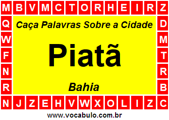 Caça Palavras Sobre a Cidade Piatã do Estado Bahia