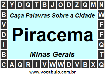 Caça Palavras Sobre a Cidade Mineira Piracema