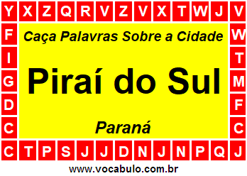 Caça Palavras Sobre a Cidade Paranaense Piraí do Sul