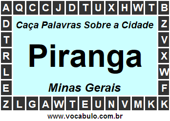 Caça Palavras Sobre a Cidade Piranga do Estado Minas Gerais