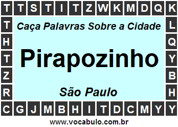 Caça Palavras Sobre a Cidade Pirapozinho do Estado São Paulo