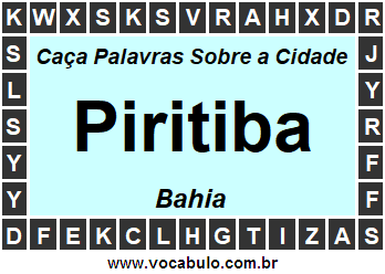 Caça Palavras Sobre a Cidade Baiana Piritiba