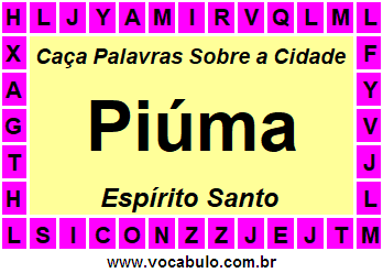 Caça Palavras Sobre a Cidade Capixaba Piúma