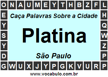 Caça Palavras Sobre a Cidade Platina do Estado São Paulo