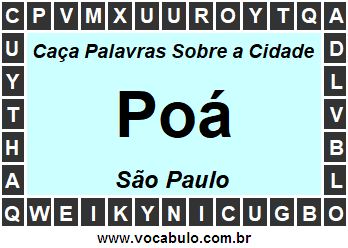 Caça Palavras Sobre a Cidade Paulista Poá