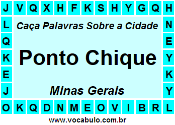 Caça Palavras Sobre a Cidade Mineira Ponto Chique