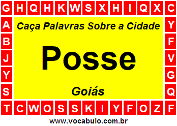 Caça Palavras Sobre a Cidade Goiana Posse